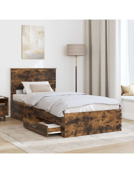 Struttura del letto Rovere fumé 90 x 200 cm Legno multistrato