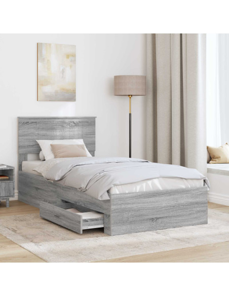 Struttura del letto Grigio Sonoma 90 x 200 cm Legno multistrato