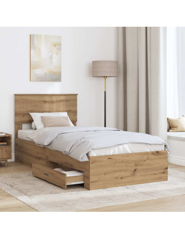 Struttura del letto con testiera Rovere artigianale 90 x 200 cm