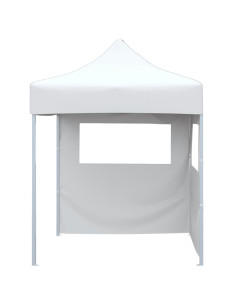Gazebo Pieghevole Professionale 2 Pareti 2x2m Acciaio Bianco