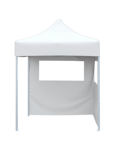 Gazebo Pieghevole Professionale 2 Pareti 2x2m Acciaio Bianco