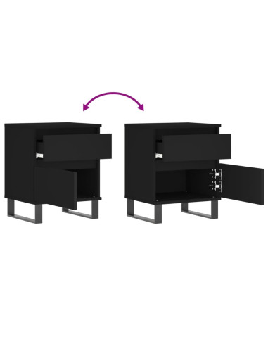Comodini 2pz Neri 40x35x50 cm in Legno Multistrato