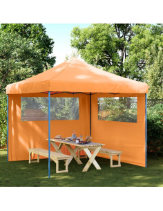 Tendone per Feste Pieghevole Pop-Up con 2 Pareti Arancione