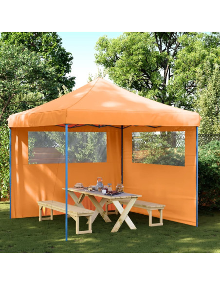 Tendone per Feste Pieghevole Pop-Up con 2 Pareti Arancione