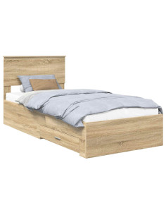 Struttura del letto Rovere Sonoma 90 x 190 cm Legno multistrato 2