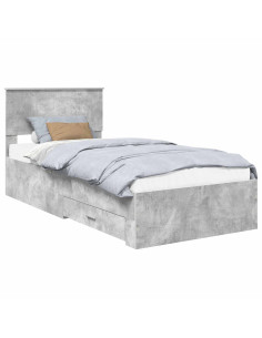 Struttura del letto con testiera Grigio cemento 90 x 190 cm 2
