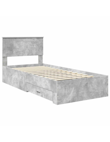 Struttura del letto con testiera Grigio cemento 90 x 190 cm