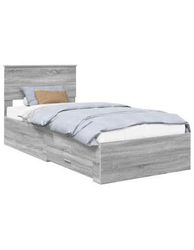 Struttura del letto Grigio Sonoma 90 x 190 cm Legno multistrato