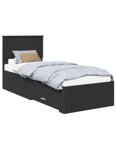 Struttura del letto con testiera Nero e Argento 75 x 190 cm 2