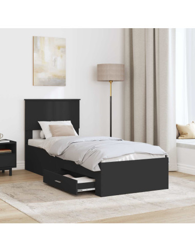 Struttura del letto con testiera Nero e Argento 75 x 190 cm