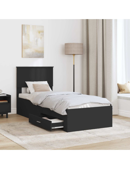 Struttura del letto con testiera Nero e Argento 75 x 190 cm