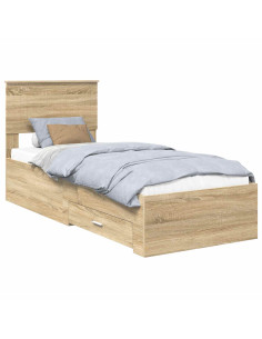 Struttura del letto Rovere Sonoma e Argento 75 x 190 cm 2