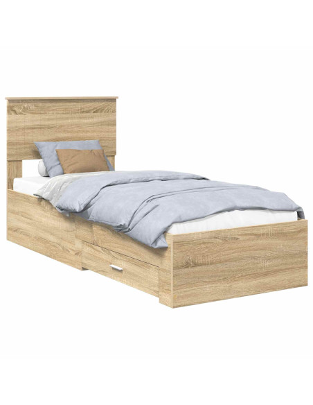 Struttura del letto Rovere Sonoma e Argento 75 x 190 cm