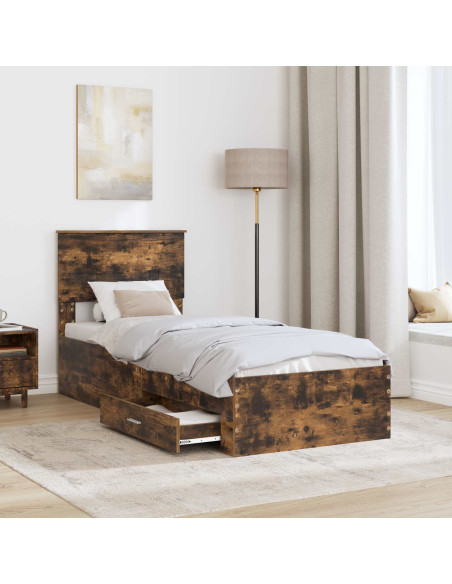 Struttura del letto Rovere Affumicato e Argento 75 x 190 cm