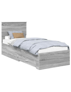 Struttura del letto Grigio Sonoma e Argento 75 x 190 cm 2