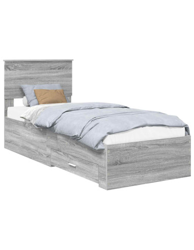 Struttura del letto Grigio Sonoma e Argento 75 x 190 cm