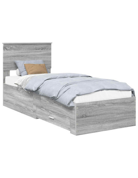 Struttura del letto Grigio Sonoma e Argento 75 x 190 cm