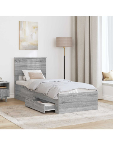 Struttura del letto Grigio Sonoma e Argento 75 x 190 cm