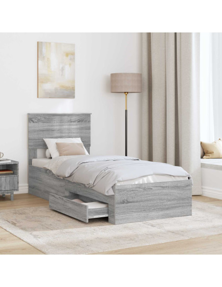 Struttura del letto Grigio Sonoma e Argento 75 x 190 cm