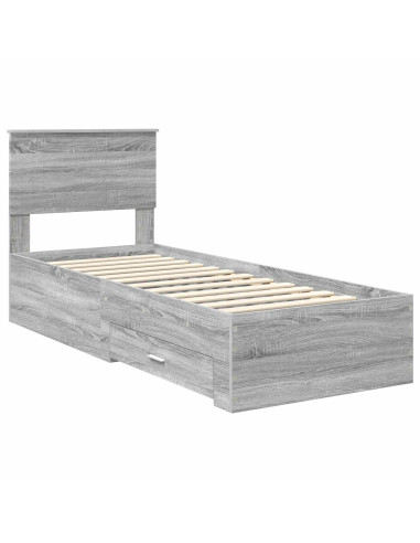 Struttura del letto Grigio Sonoma e Argento 75 x 190 cm
