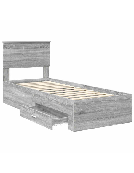 Struttura del letto Grigio Sonoma e Argento 75 x 190 cm