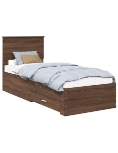 Struttura del letto Rovere Marrone e Argento 75 x 190 cm 2