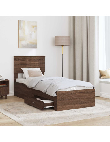 Struttura del letto Rovere Marrone e Argento 75 x 190 cm