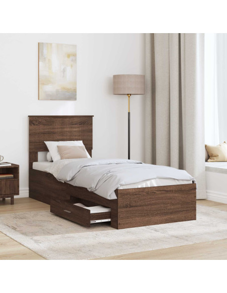 Struttura del letto Rovere Marrone e Argento 75 x 190 cm