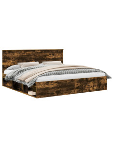 Struttura del letto Rovere fumé 200 x 200 cm Pino massello 2