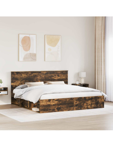 Struttura del letto Rovere fumé 200 x 200 cm Pino massello