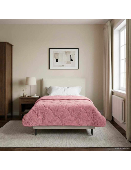 Duvet Estivo Rosa 155 x 220 cm Microfibra e Fleece Teddy