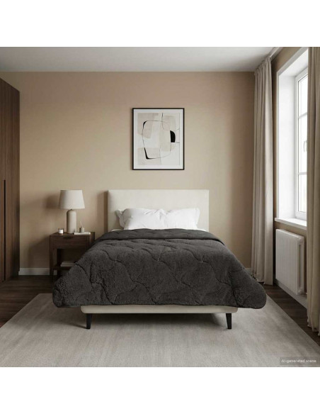 Duvet Estivo Antracite 140 x 220 cm Microfibra e Fleece Teddy