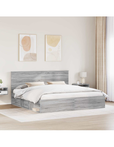Struttura del letto Grigio Sonoma 200 x 200 cm Pino massello