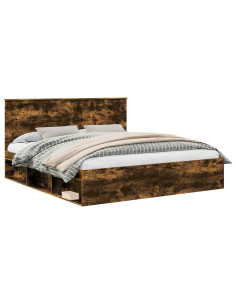 Struttura del letto Rovere fumé 180 x 200 cm Pino massello 2