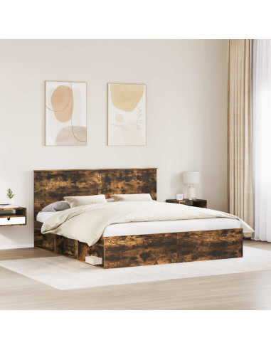 Struttura del letto Rovere fumé 180 x 200 cm Pino massello