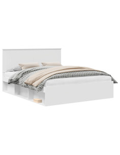 Struttura del letto Bianco 160 x 200 cm Pino massello 2