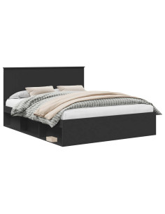 Struttura del letto Nero 160 x 200 cm Pino massello 2