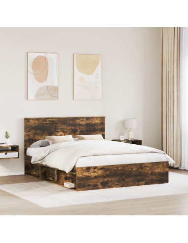 Struttura del letto Rovere fumé 160 x 200 cm Pino massello