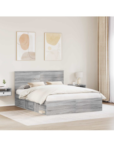 Struttura del letto Grigio Sonoma 160 x 200 cm Pino massello