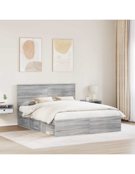 Struttura del letto Grigio Sonoma 160 x 200 cm Pino massello