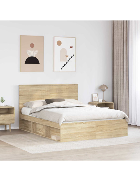 Struttura del letto Rovere Sonoma 150 x 200 cm Pino massello