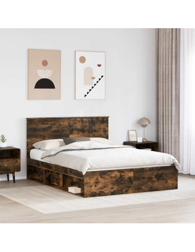 Struttura del letto Rovere fumé 150 x 200 cm Pino massello