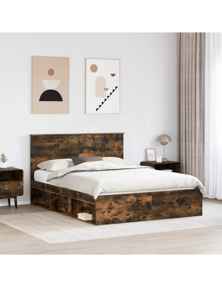 Struttura del letto Rovere fumé 150 x 200 cm Pino massello