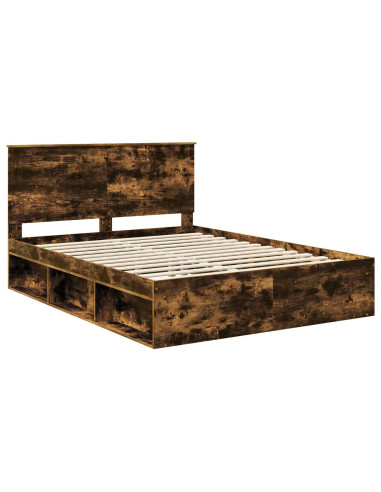 Struttura del letto Rovere fumé 150 x 200 cm Pino massello