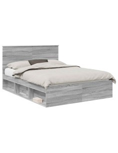 Struttura del letto Grigio Sonoma 150 x 200 cm Pino massello 2