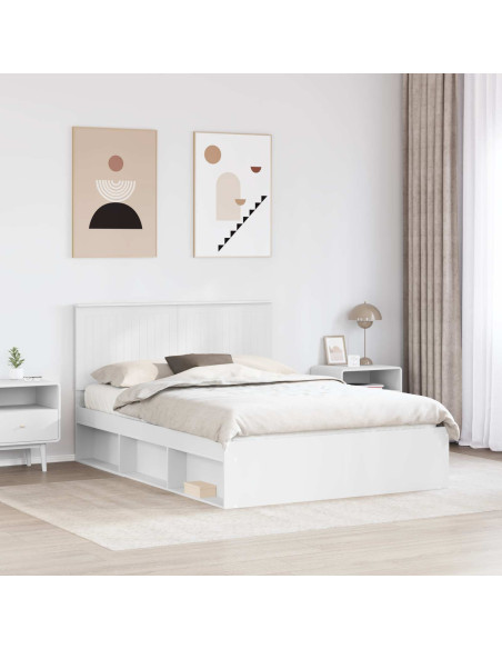 Struttura del letto Bianco 135 x 190 cm Pino massello