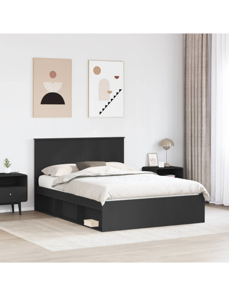 Struttura del letto Nero 135 x 190 cm Pino massello