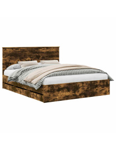 Struttura del letto Rovere fumé 120 x 190 cm Pino massello 2