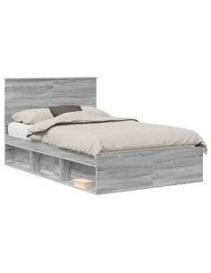Struttura del letto Grigio Sonoma 120 x 190 cm Pino massello 2