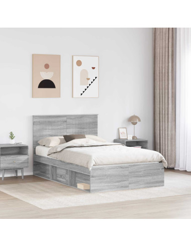 Struttura del letto Grigio Sonoma 120 x 190 cm Pino massello